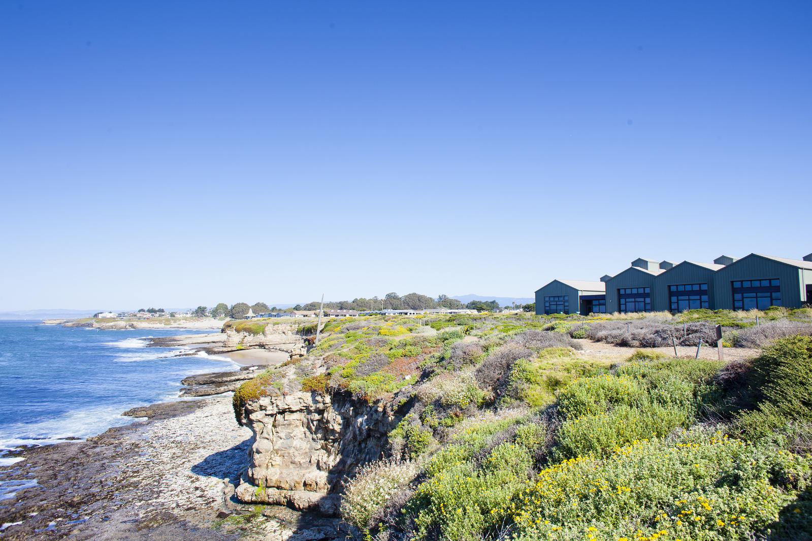 Coastal campus building on the cliffs overlooking the ocean.